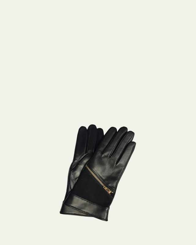 Jacqueline Suede Zipper Gloves